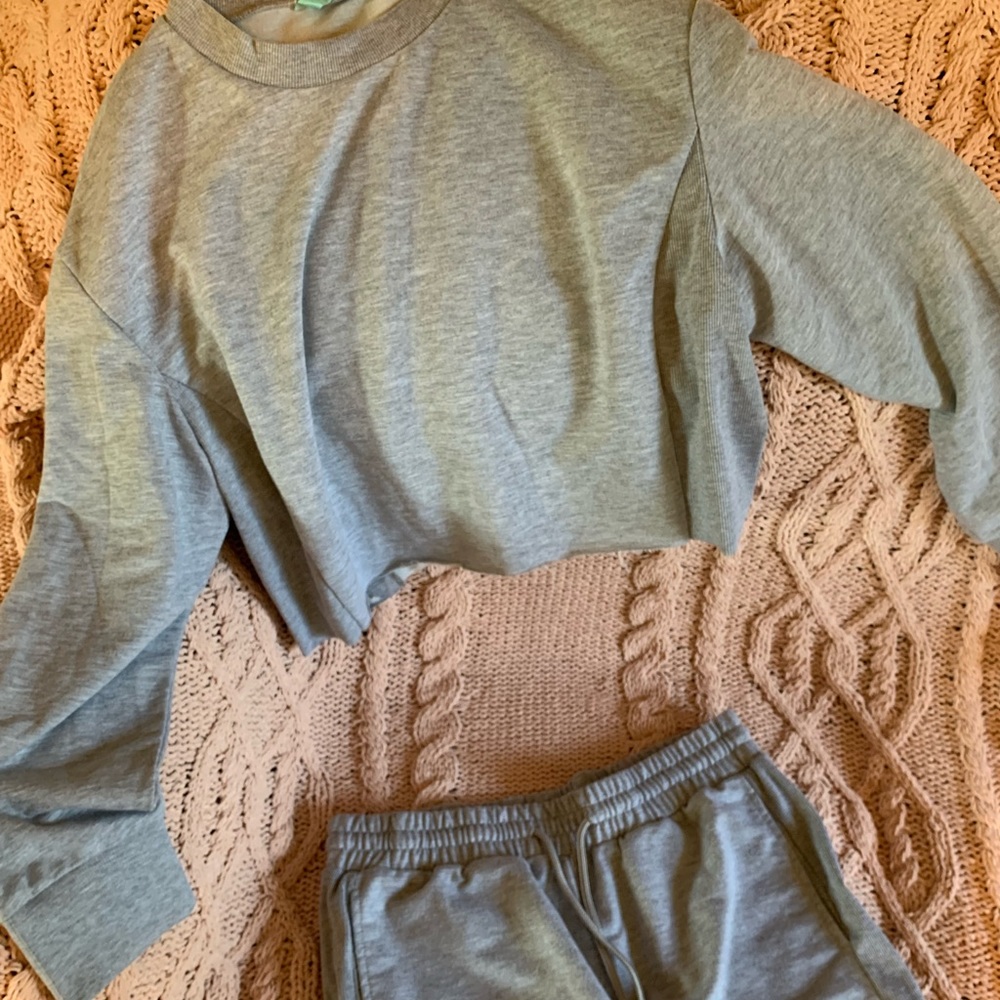 Grey Crop Top Shorts Set